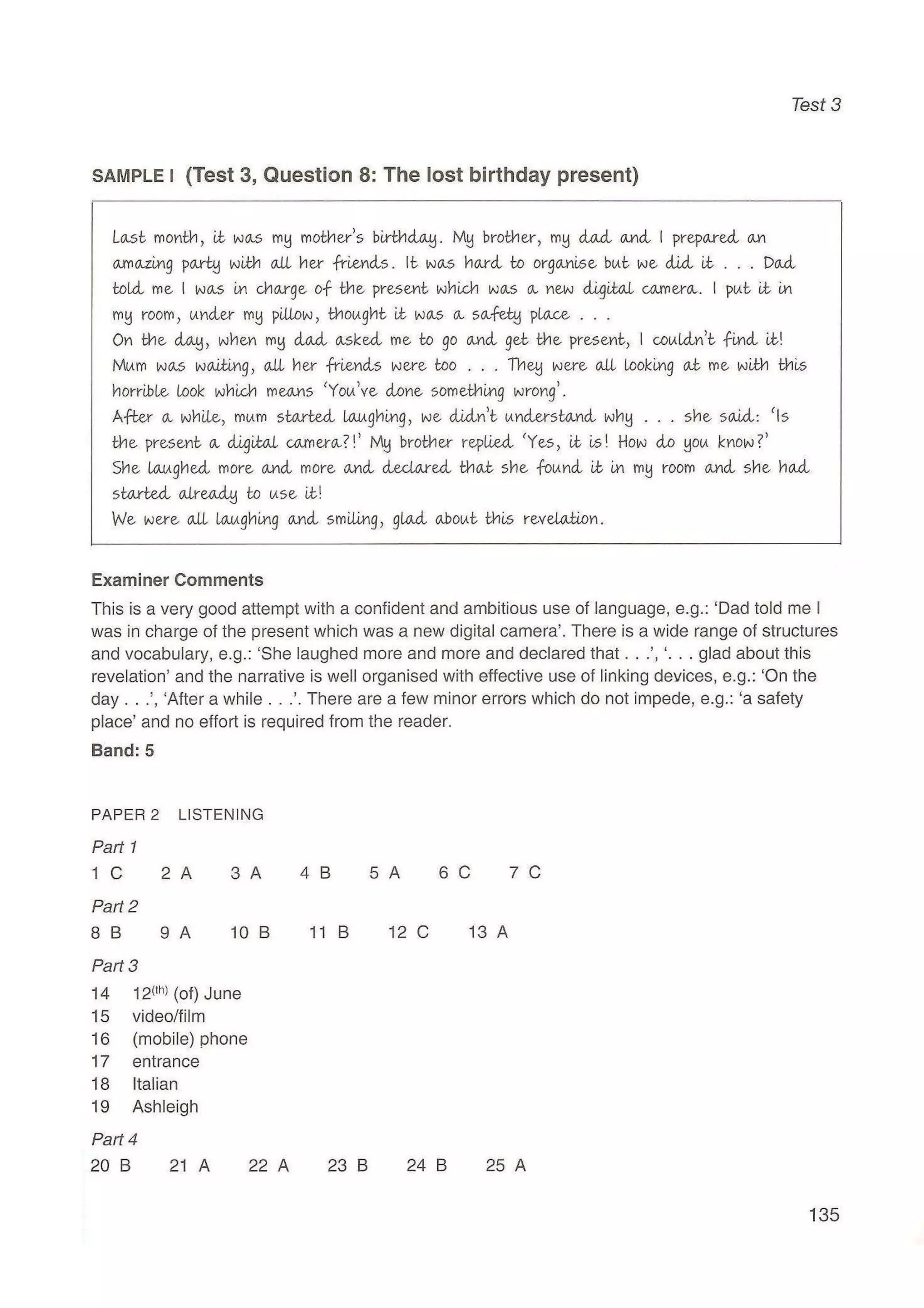 Preliminary English test 5 with answers. (2003)