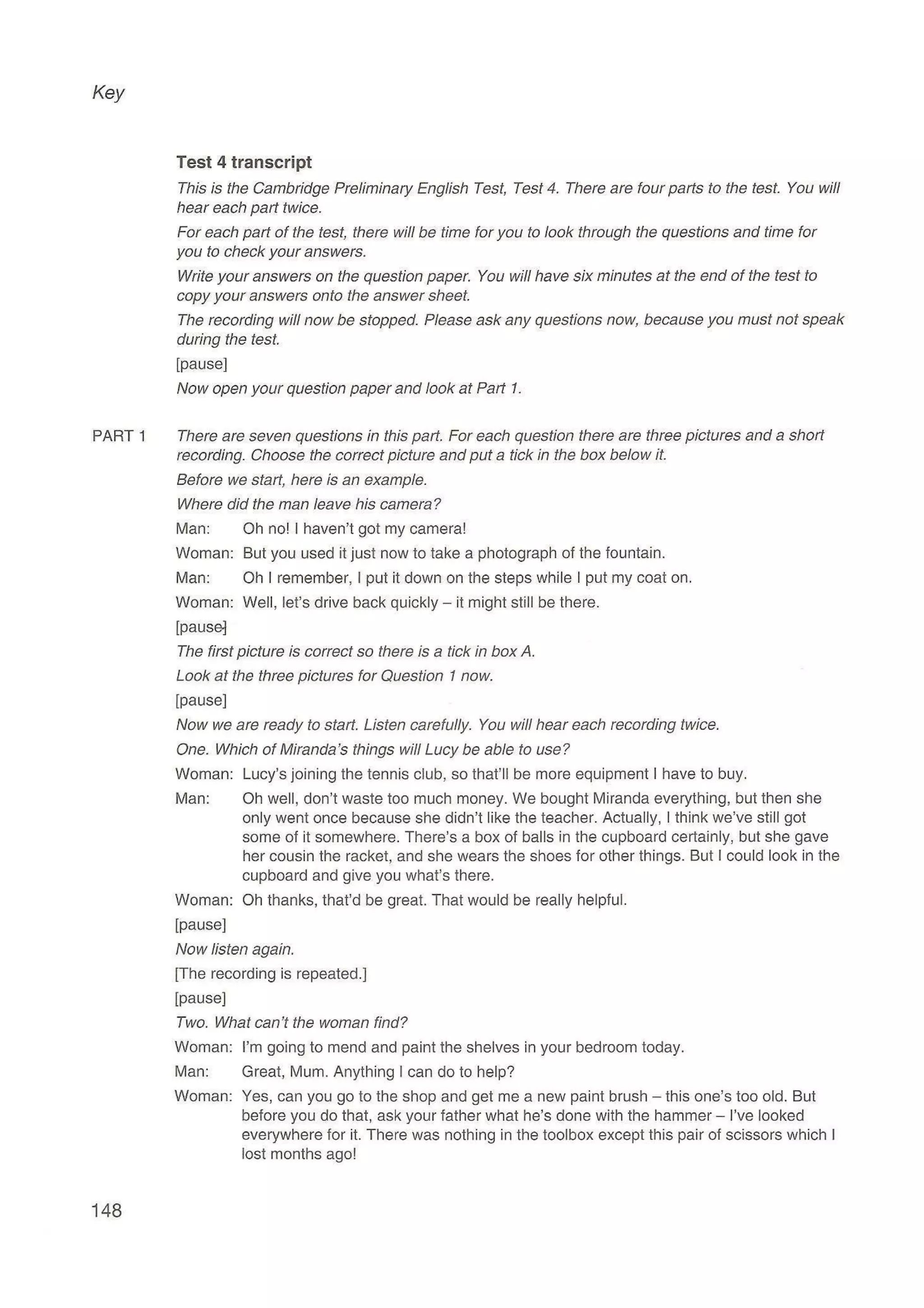 Preliminary English test 5 with answers. (2003)