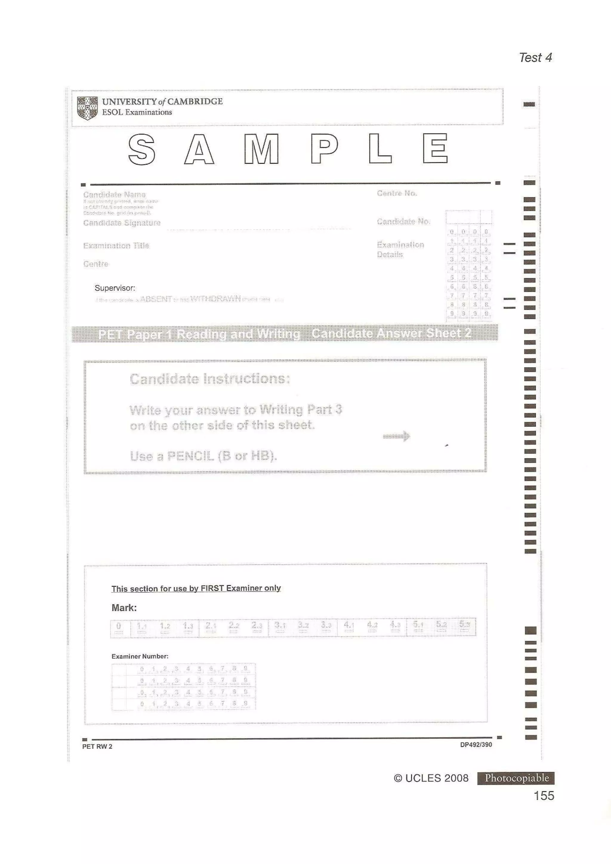 Preliminary English test 5 with answers. (2003)