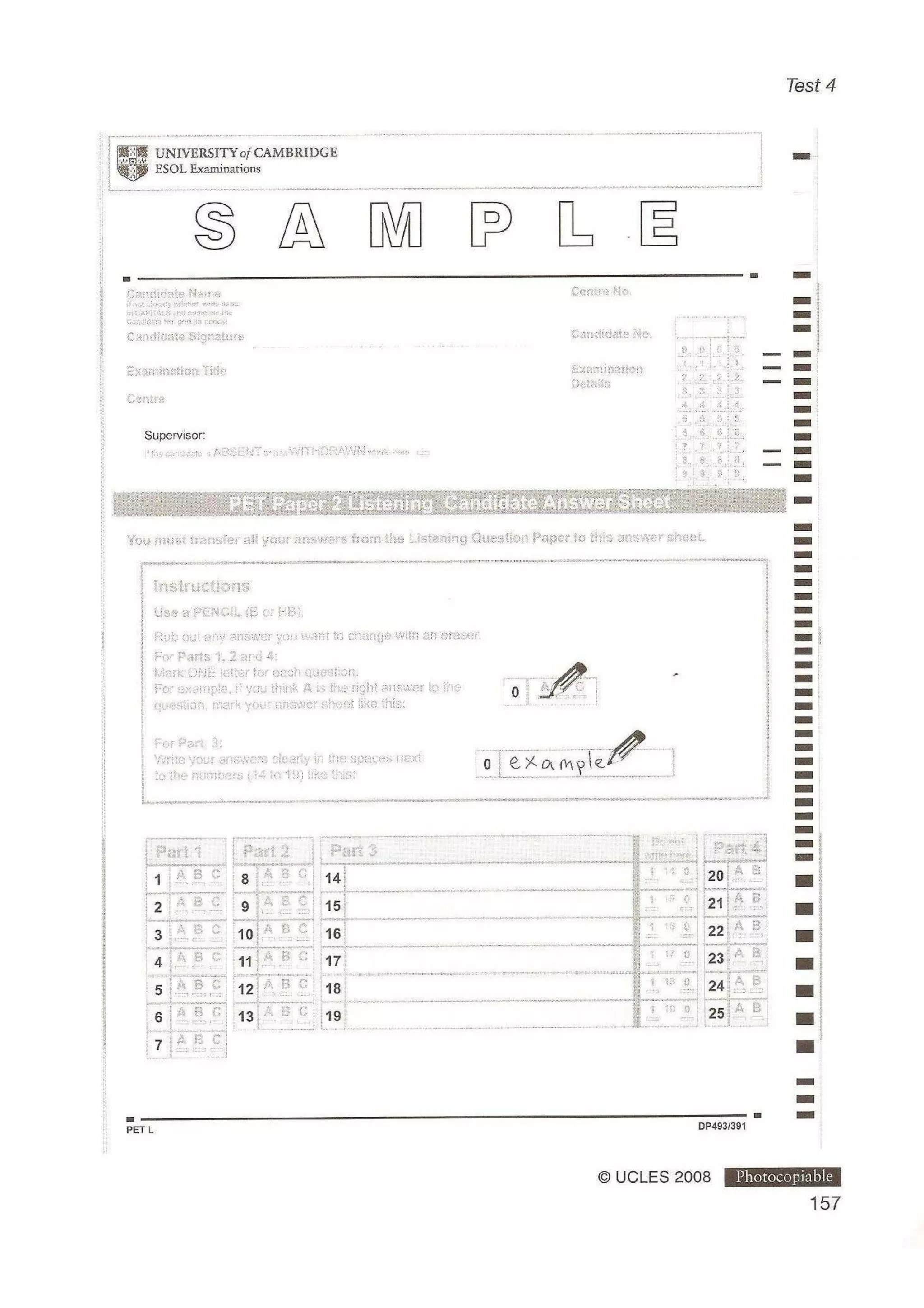 Preliminary English test 5 with answers. (2003)