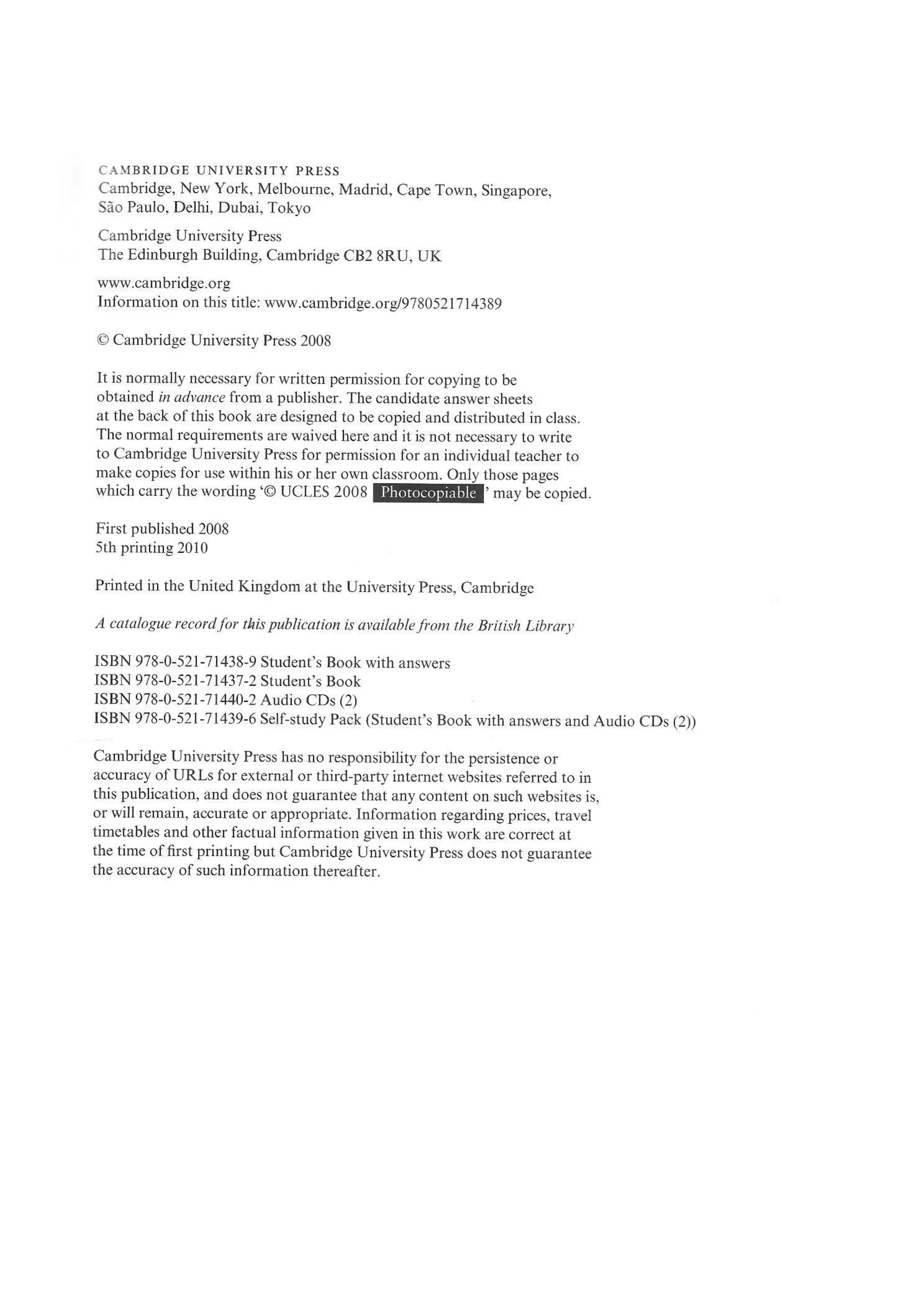 Preliminary English test 5 with answers. (2003)