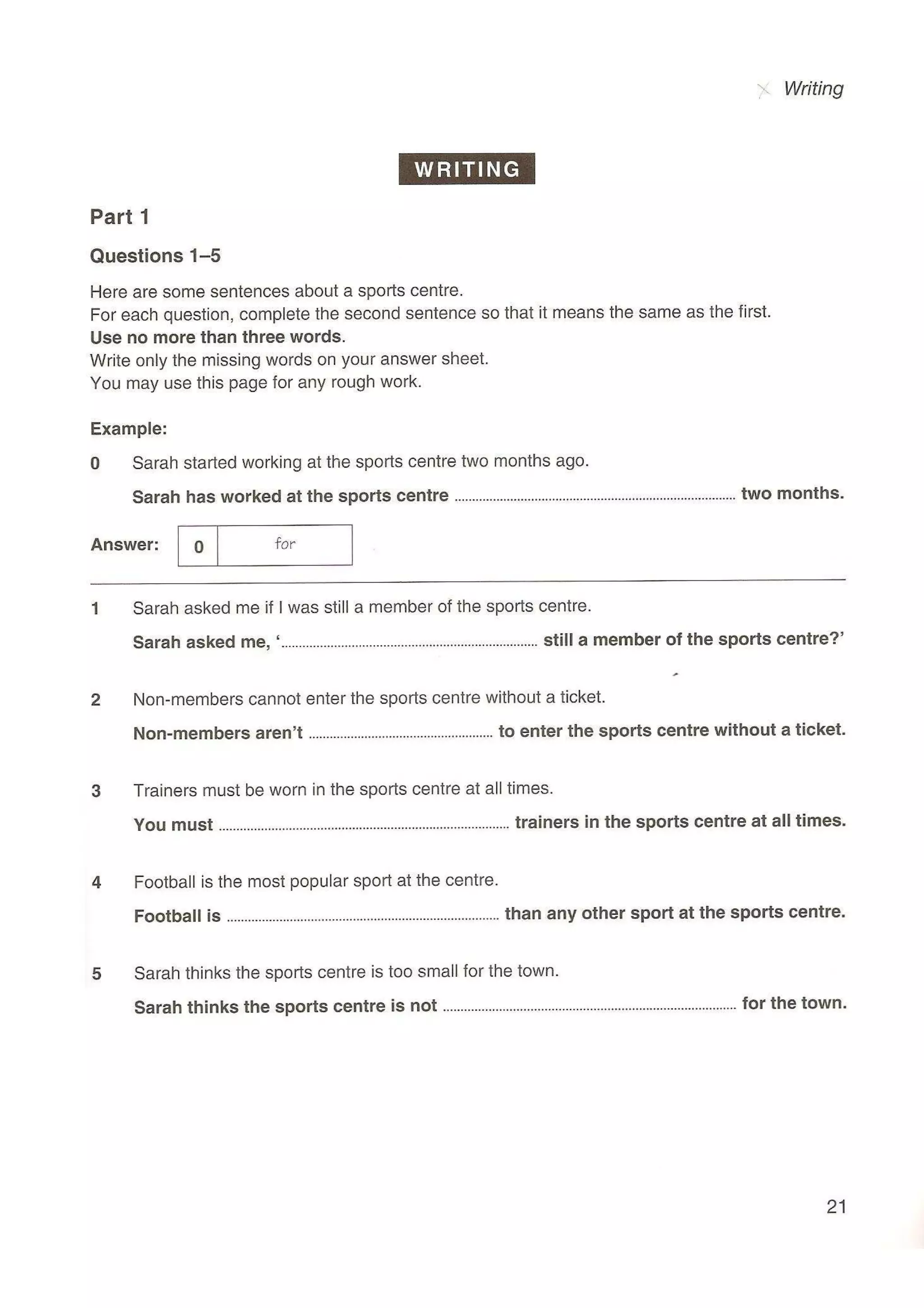 Preliminary English test 5 with answers. (2003)