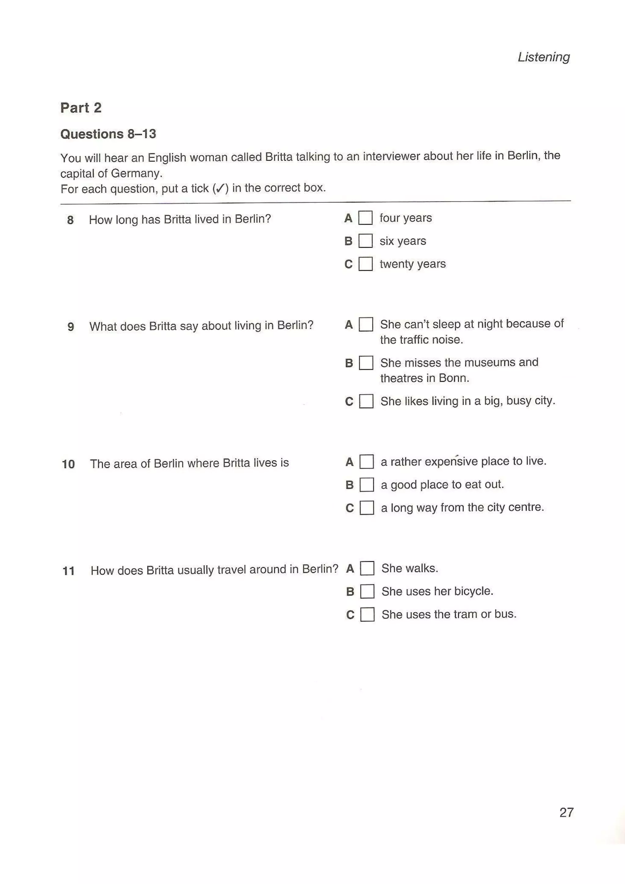 Preliminary English test 5 with answers. (2003)