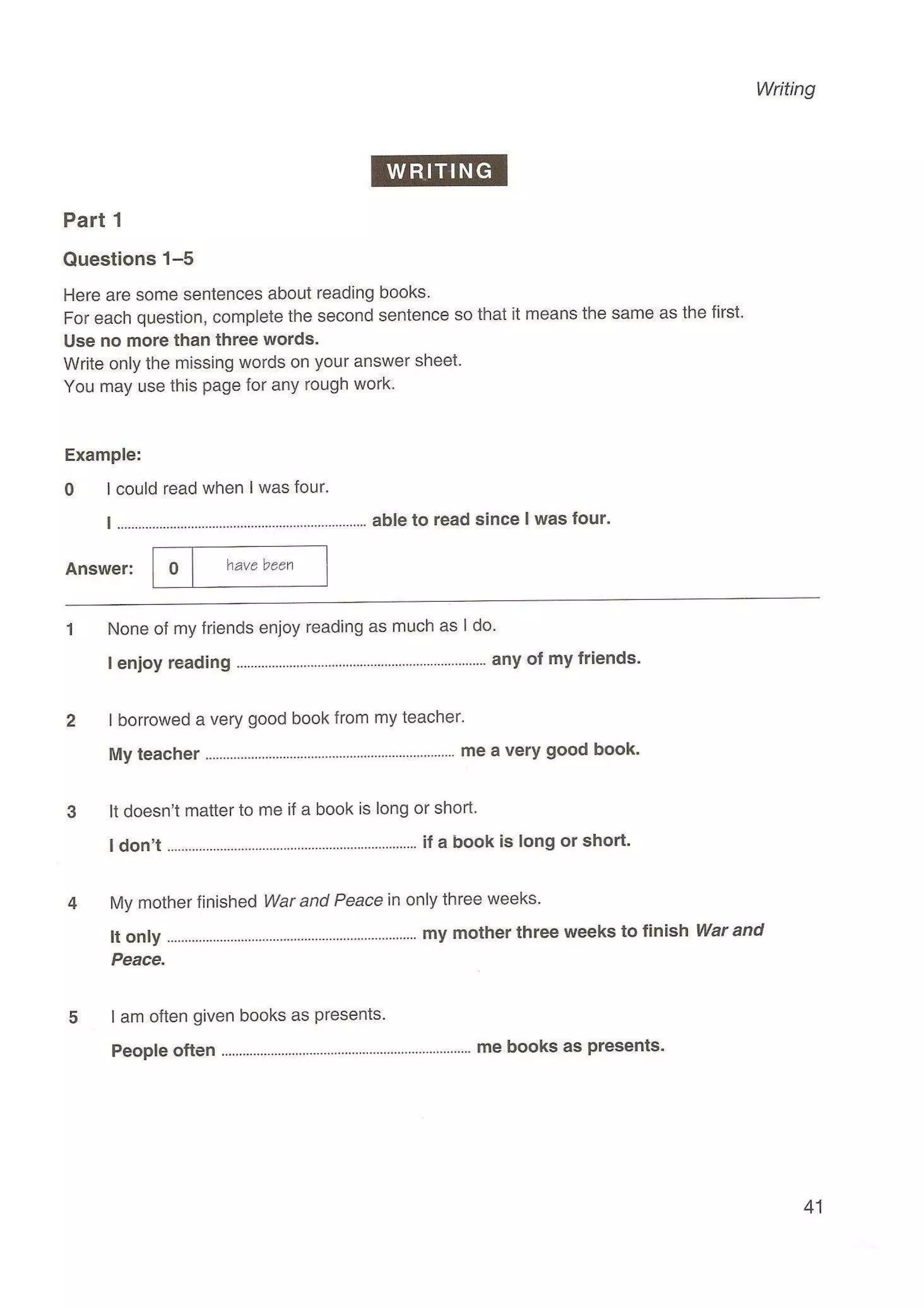 Preliminary English test 5 with answers. (2003)