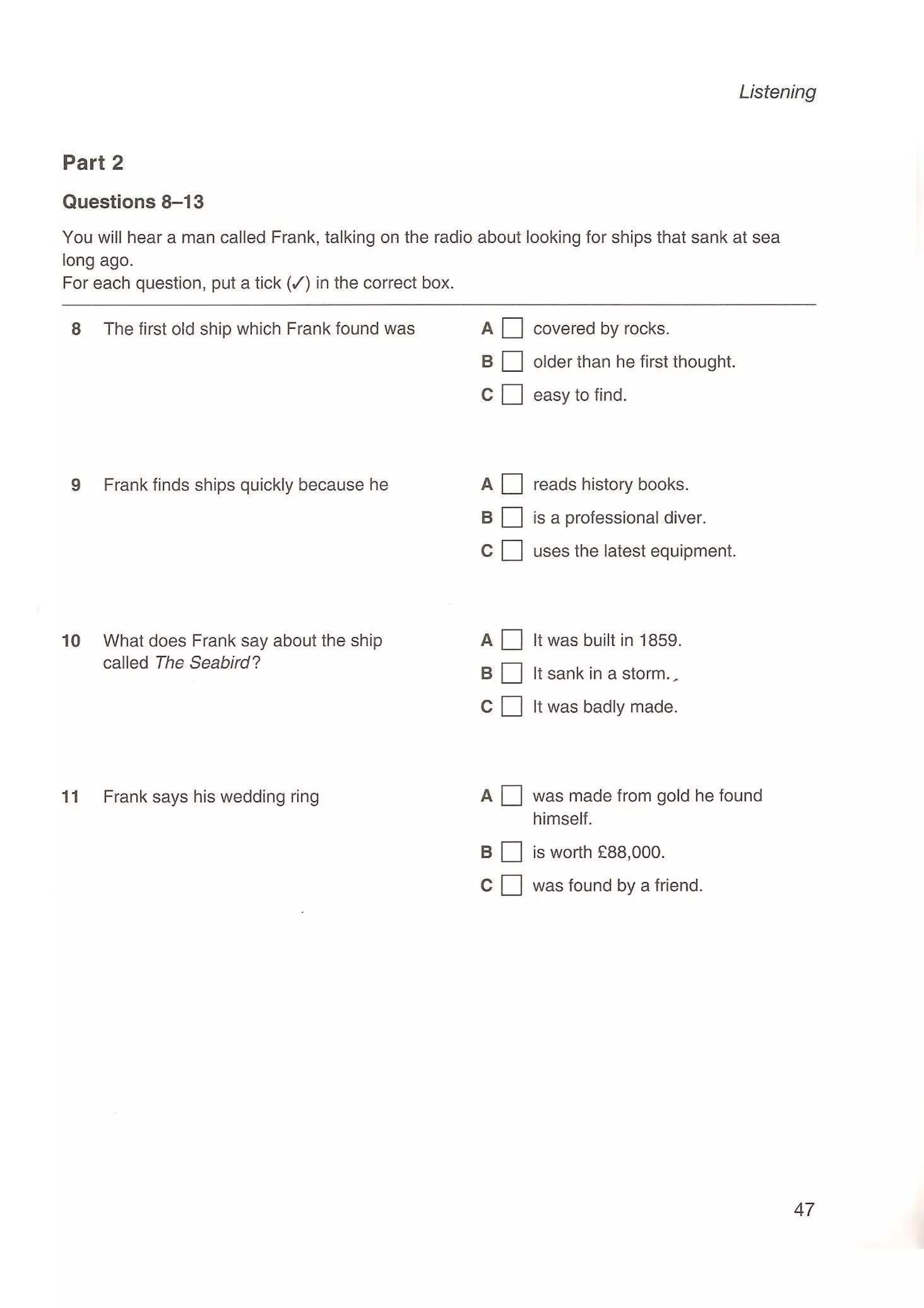 Preliminary English test 5 with answers. (2003)