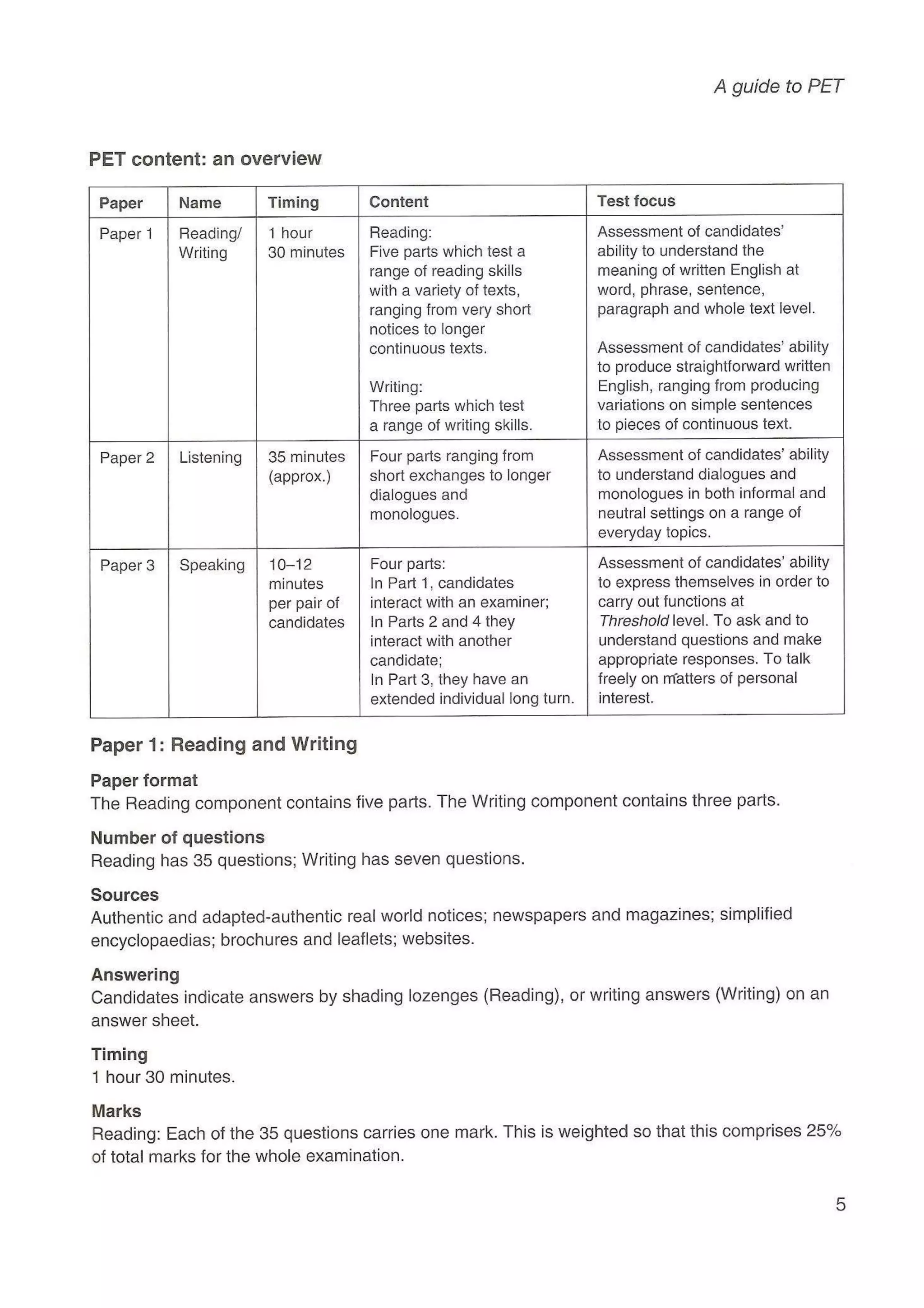Preliminary English test 5 with answers. (2003)