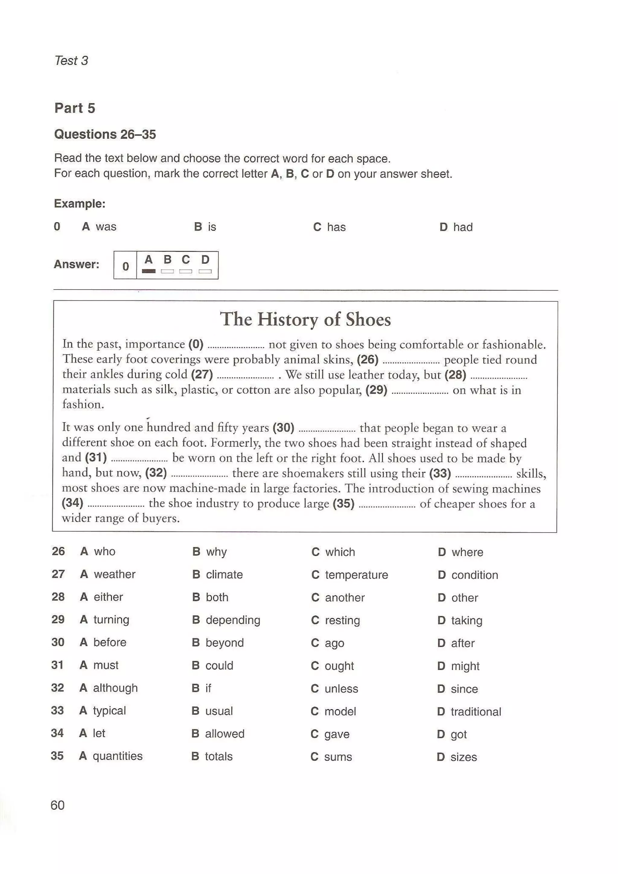 Preliminary English test 5 with answers. (2003)