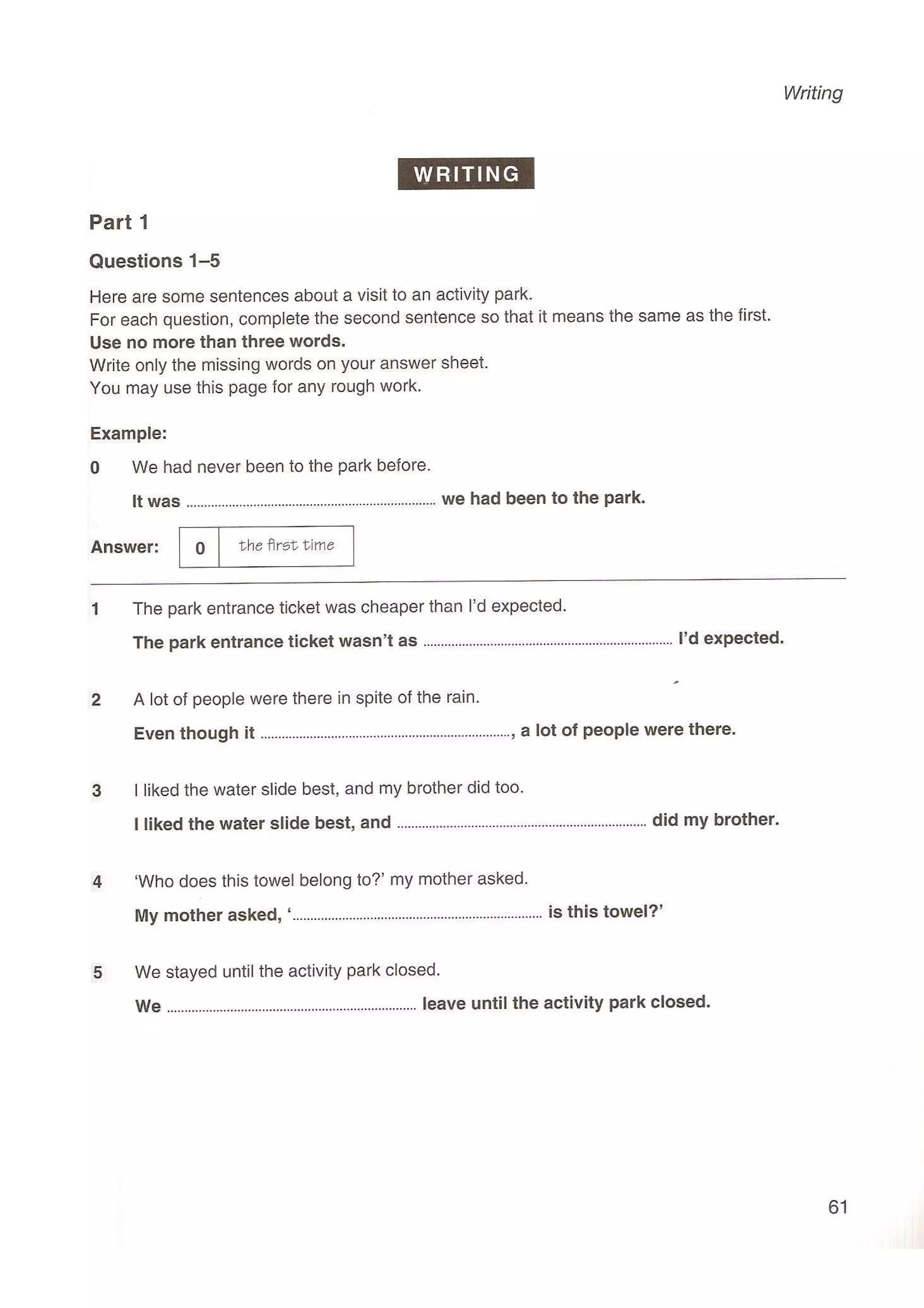 Preliminary English test 5 with answers. (2003)