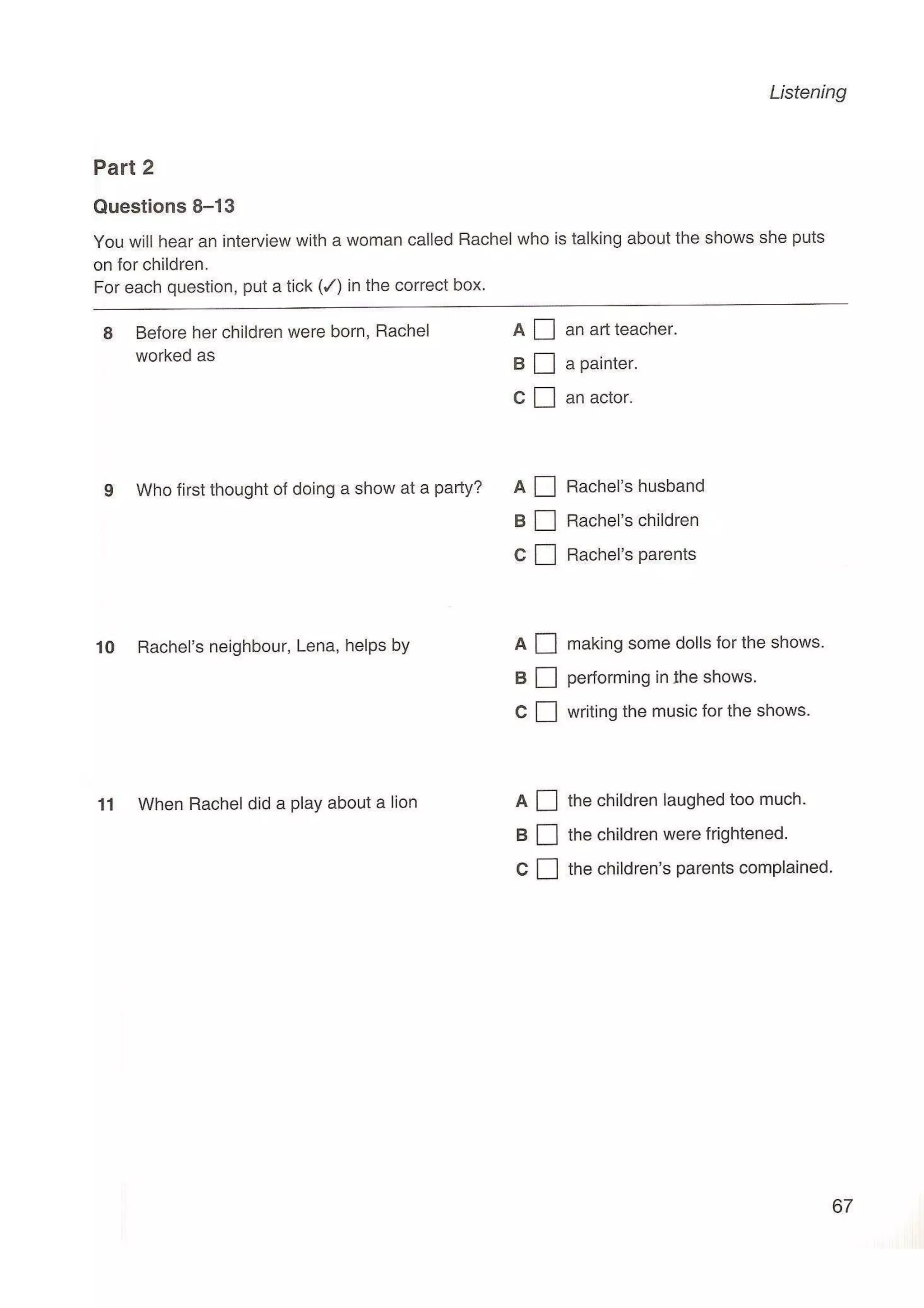 Preliminary English test 5 with answers. (2003)