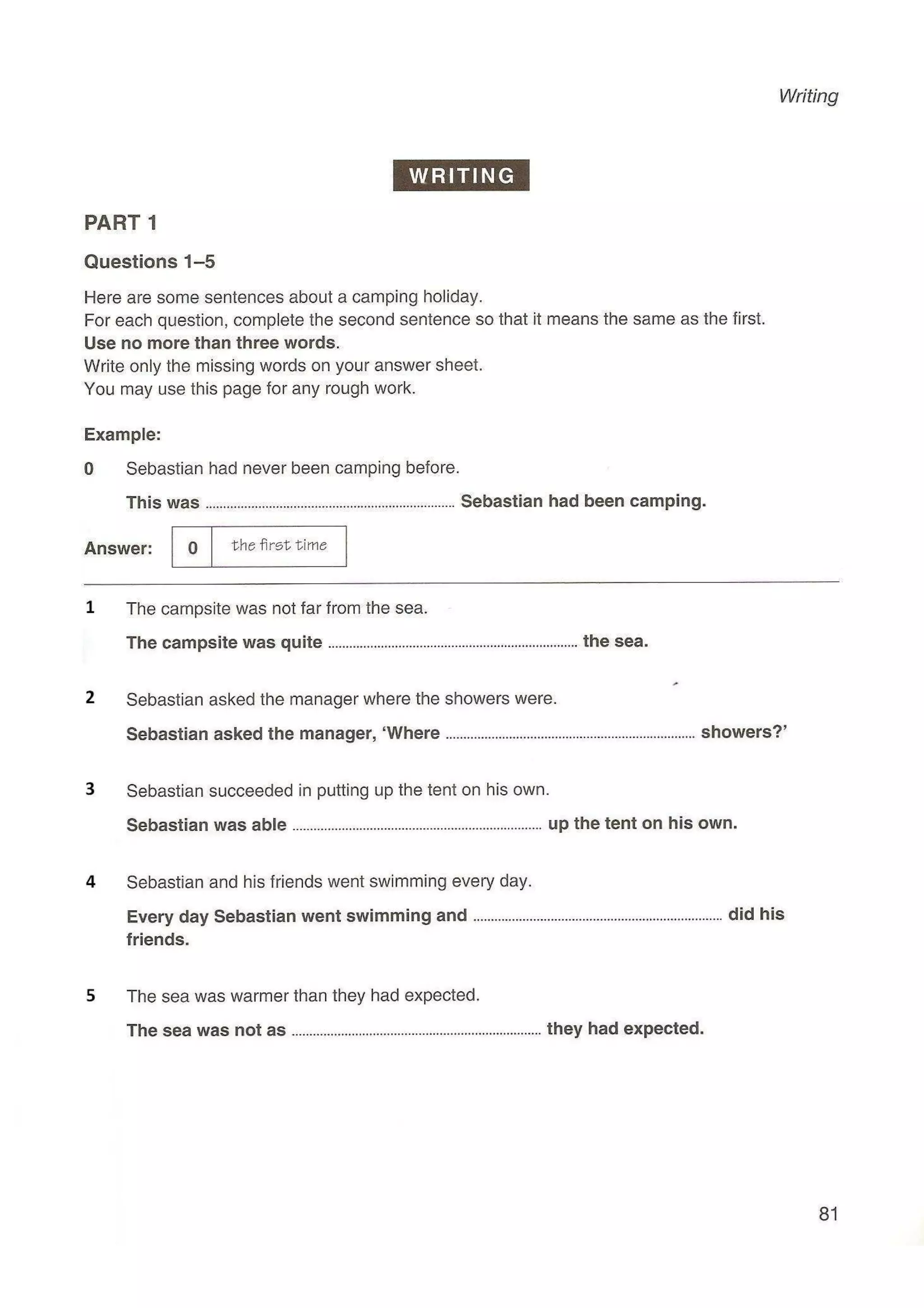 Preliminary English test 5 with answers. (2003)
