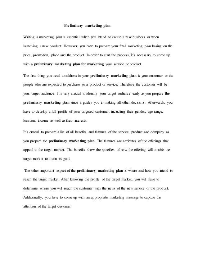 Preliminary Marketing Plan