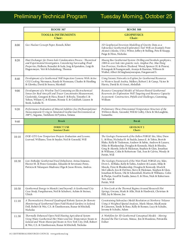 Grc Annual Meeting Gea Geoexpo Preliminary Program