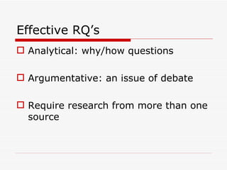 Analytical Research Question Example Preliminary Research Exercise | PPT