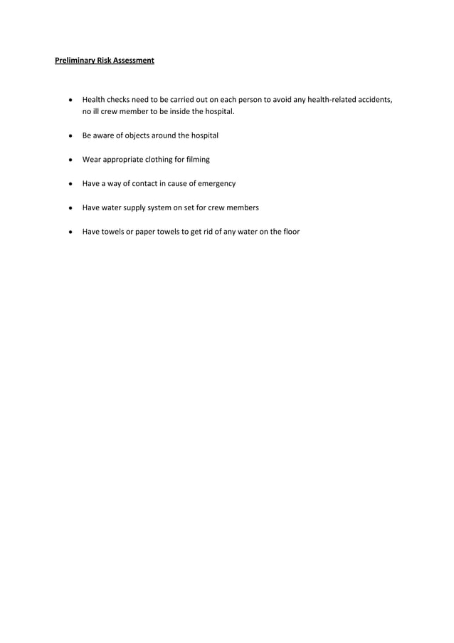 Preliminary risk assessment | DOCX