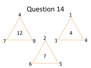 Question 14 
1 
12 4 
? 
4 
7 9 2 1 4 
6 5 
 