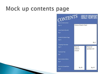 Mock up contents page