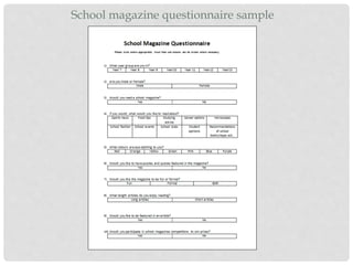 School magazine questionnaire sample
 