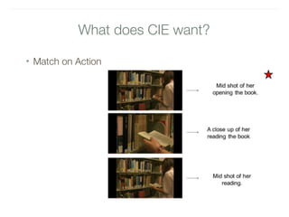 What does CIE want?
• Match on Action
 