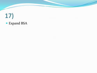  Expand BSA
17)
 