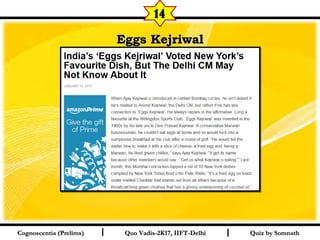 I I
Eggs KejriwalEggs Kejriwal
Quiz by SomnathQuiz by SomnathCognoscentia (Prelims)Cognoscentia (Prelims) Quo Vadis-2K17, IIFT-DelhiQuo Vadis-2K17, IIFT-Delhi
14
 