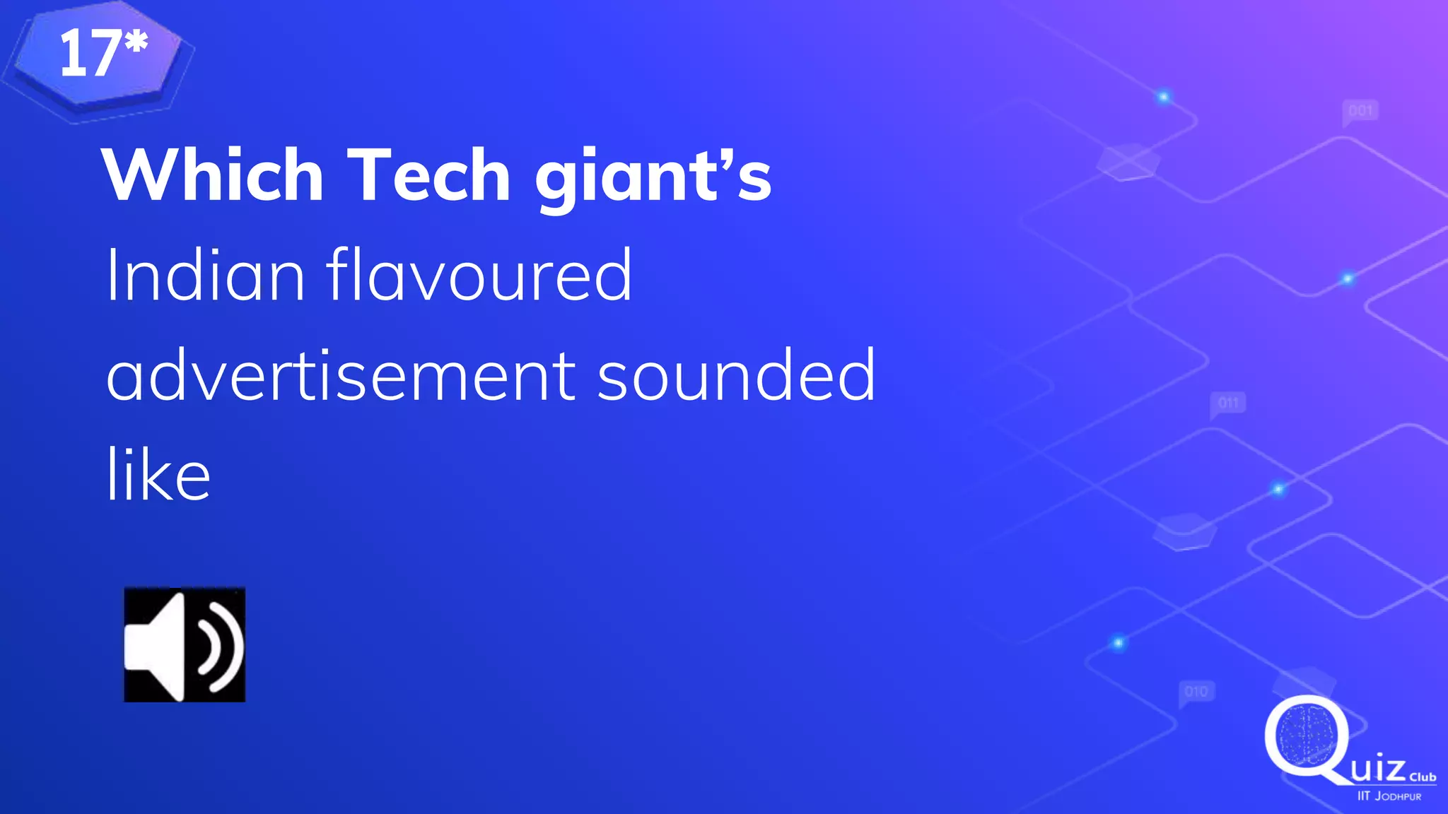 17*
Which Tech giant’s
Indian flavoured
advertisement sounded
like
 