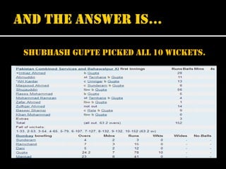 Shubhash Gupte picked all 10 wickets.

 