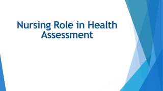 Nursing Role in Health
Assessment
1
 