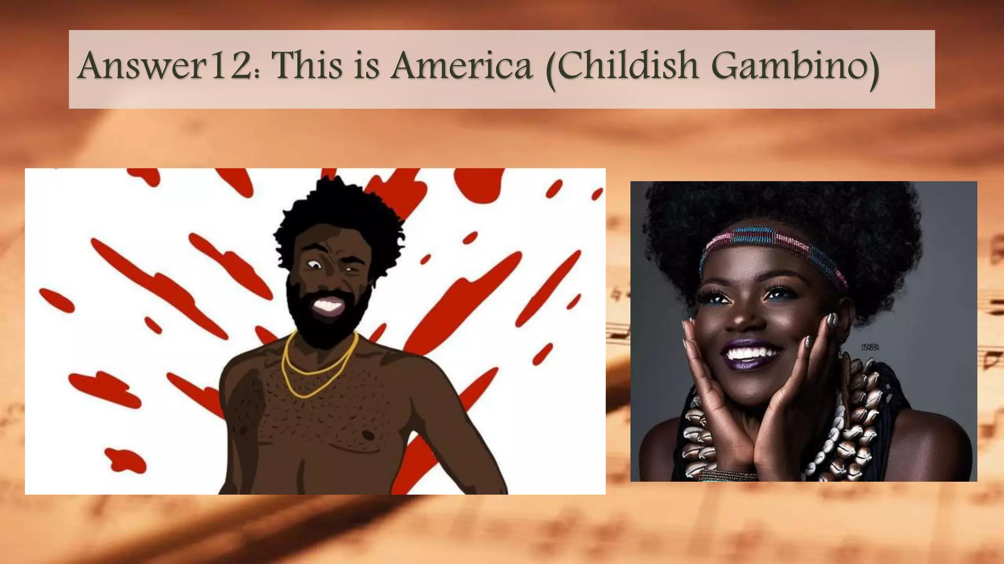 Answer12: This is America (Childish Gambino)
 