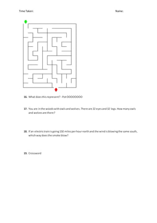 1. SUDOKO
Each of the Small squares must have one of
Each of the numbers 1, 2, 3 and 4
 