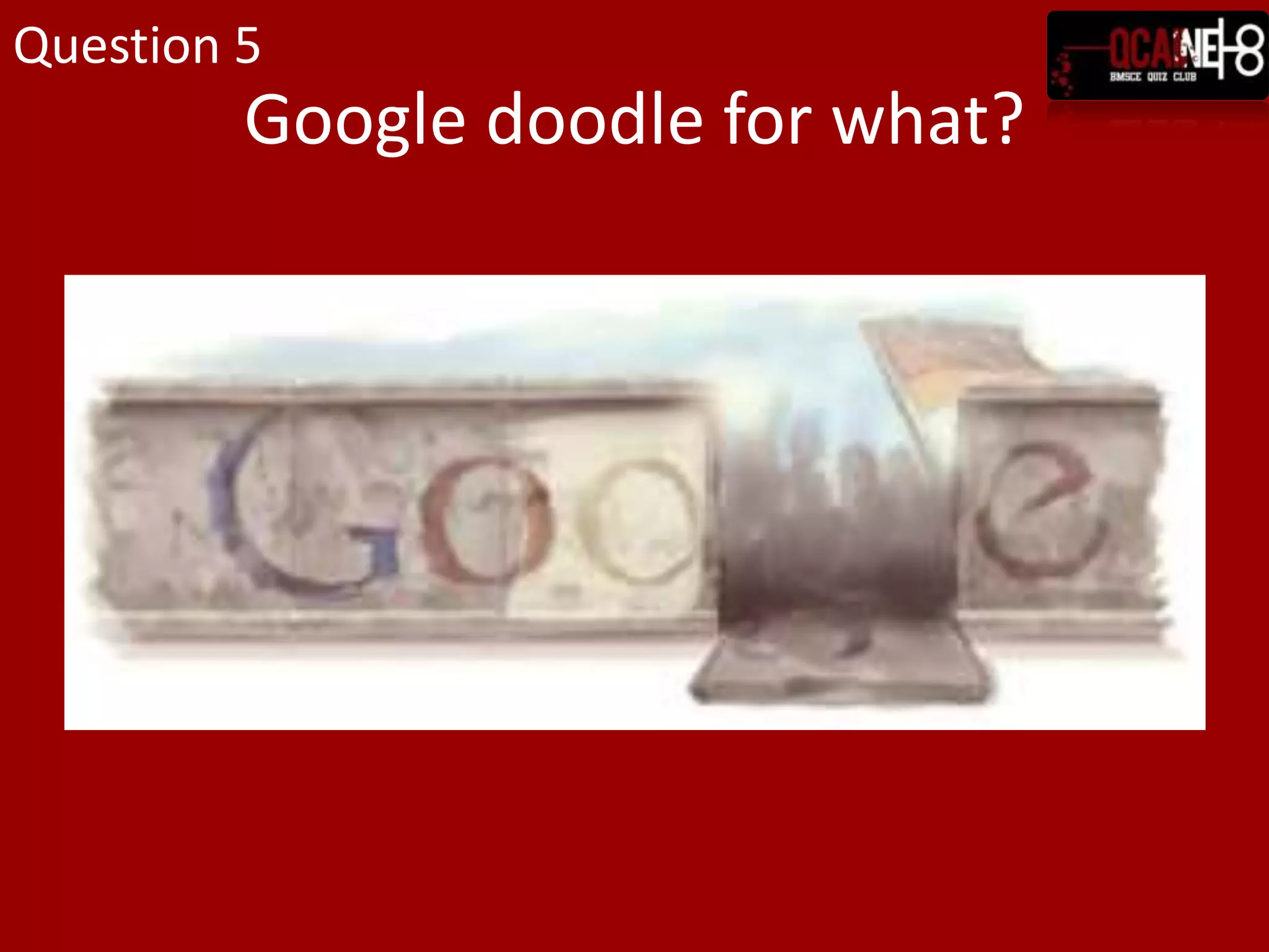 Google doodle for what?Question 5
