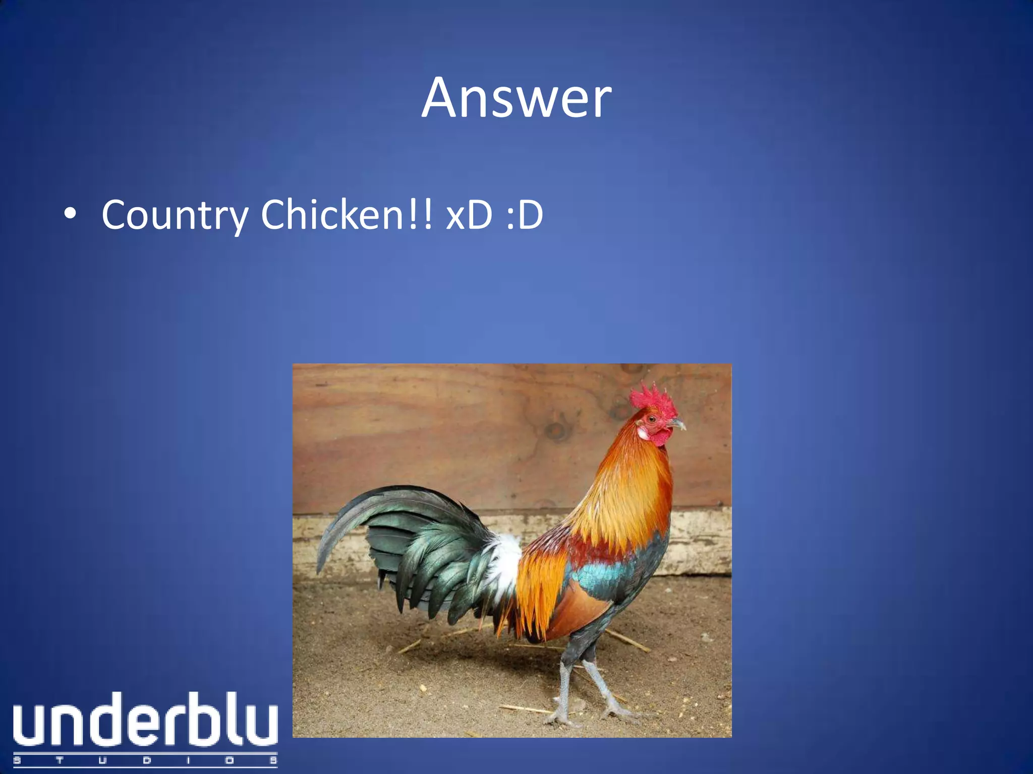 Answer
• Country Chicken!! xD :D
 