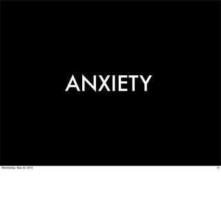 ANXIETY


Wednesday, May 23, 2012             14
 