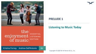 PRELUDE 1
Listening to Music Today
Copyright © 2020 W. W. Norton & Co., Inc.
 