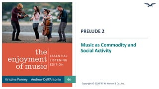 PRELUDE 2
Music as Commodity and
Social Activity
Copyright © 2020 W. W. Norton & Co., Inc.
 