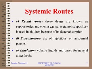 Systemic Inhalation Route Prelude to Pharmacology clinical medicine department | PDF