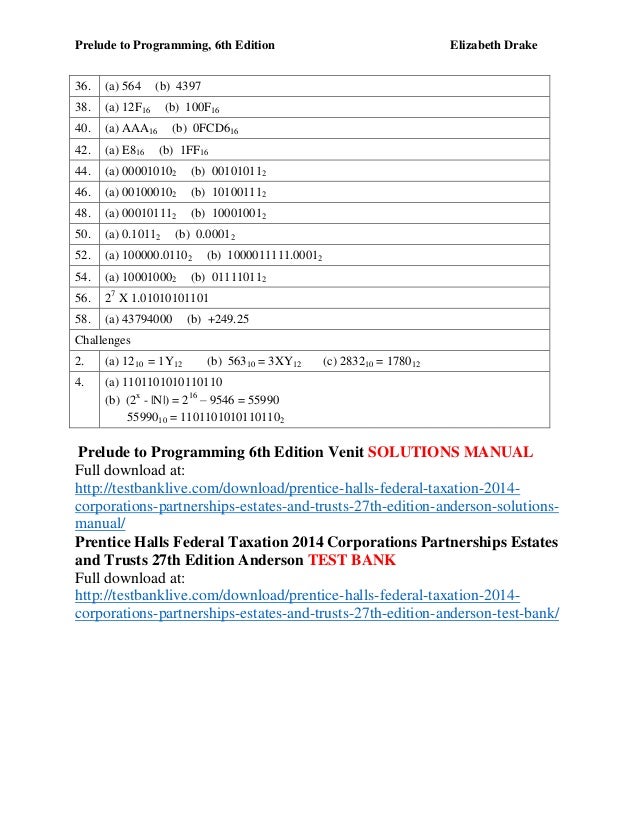 Prelude To Programming 6th Edition Venit Solutions Manual