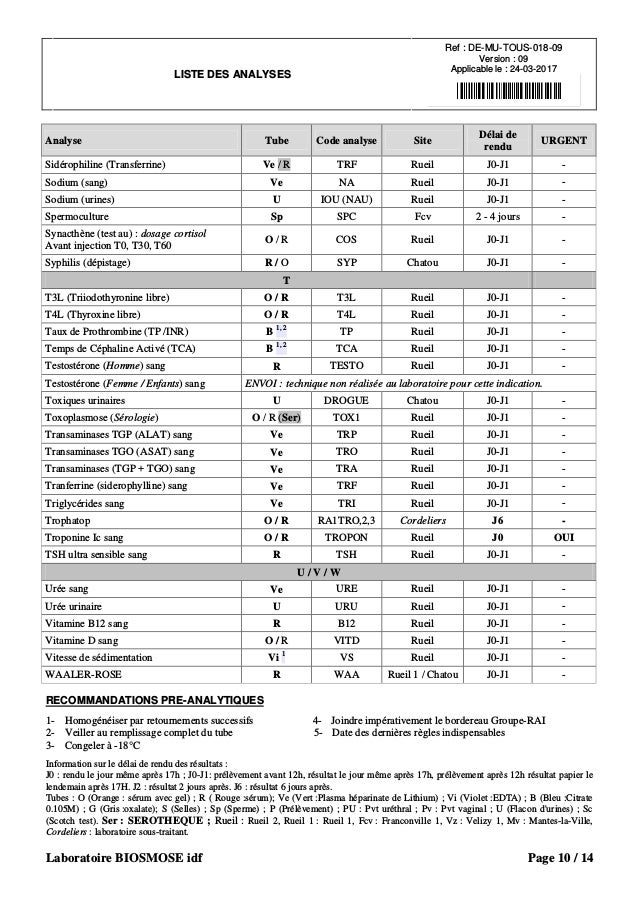 Prelevements Sanguins Analyses