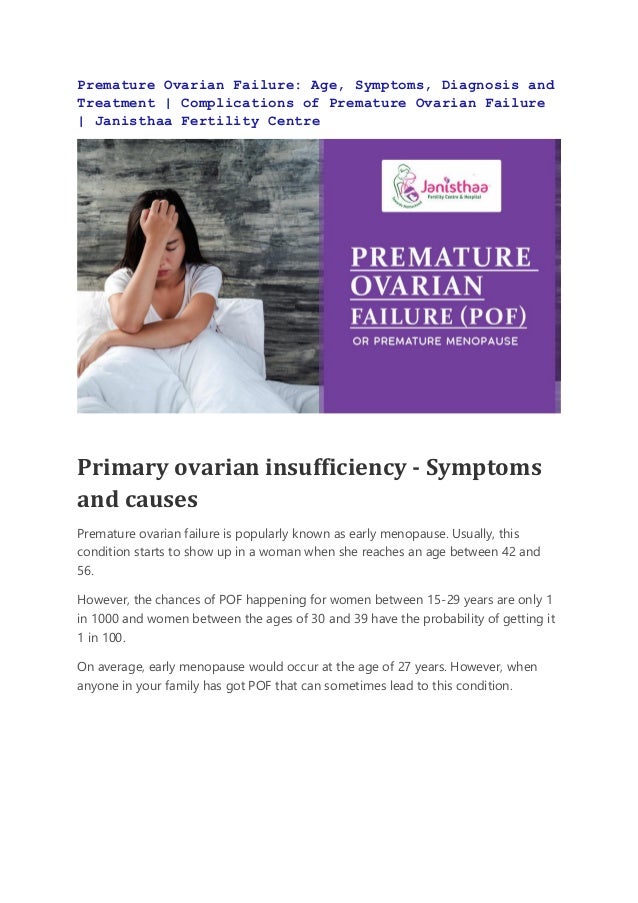 Premature Ovarian Failure Age, Symptoms, Diagnosis and Treatment