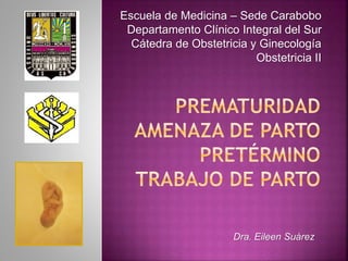 Escuela de Medicina – Sede Carabobo 
Departamento Clínico Integral del Sur 
Cátedra de Obstetricia y Ginecología 
Obstetricia II 
Dra. Eileen Suárez 
 