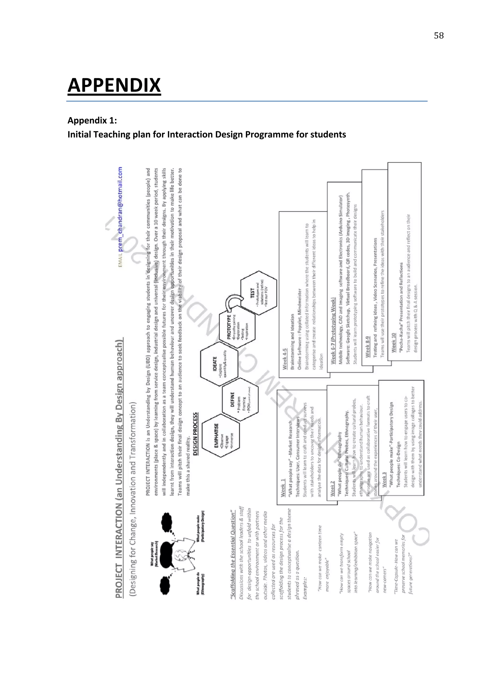   58 
 
 
APPENDIX 
Appendix 1:  
Initial Teaching plan for Interaction Design Programme for students 
 
   
 