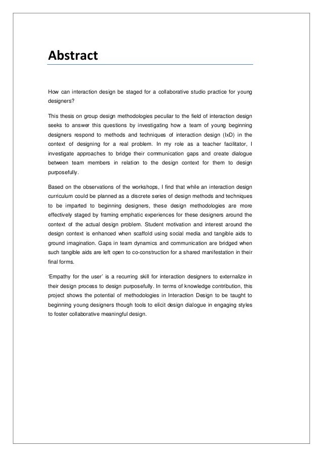 Master thesis interaction design