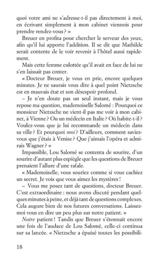 Premier chapitre de "Et Nietzsche a pleuré" de Irvin Yalom