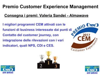 Premio Customer Experience Management
1° posto
DHL EXPRESS ITALY
Voce del cliente: il ruolo primario
del Customer Service ...