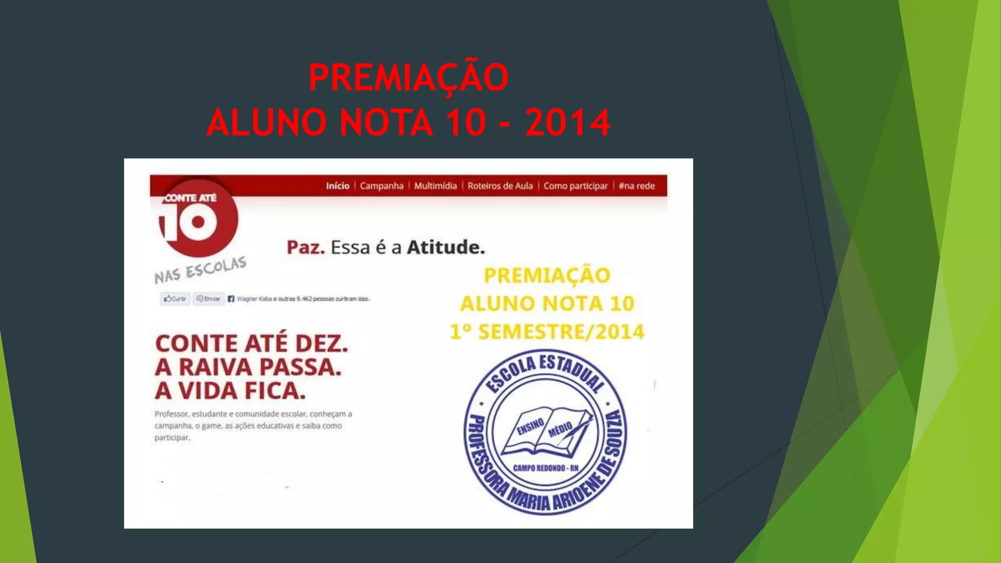 PREMIAÇÃO
ALUNO NOTA 10 - 2014