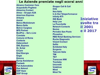 Iniziative
svolte tra
il 2001
e il 2017
 
