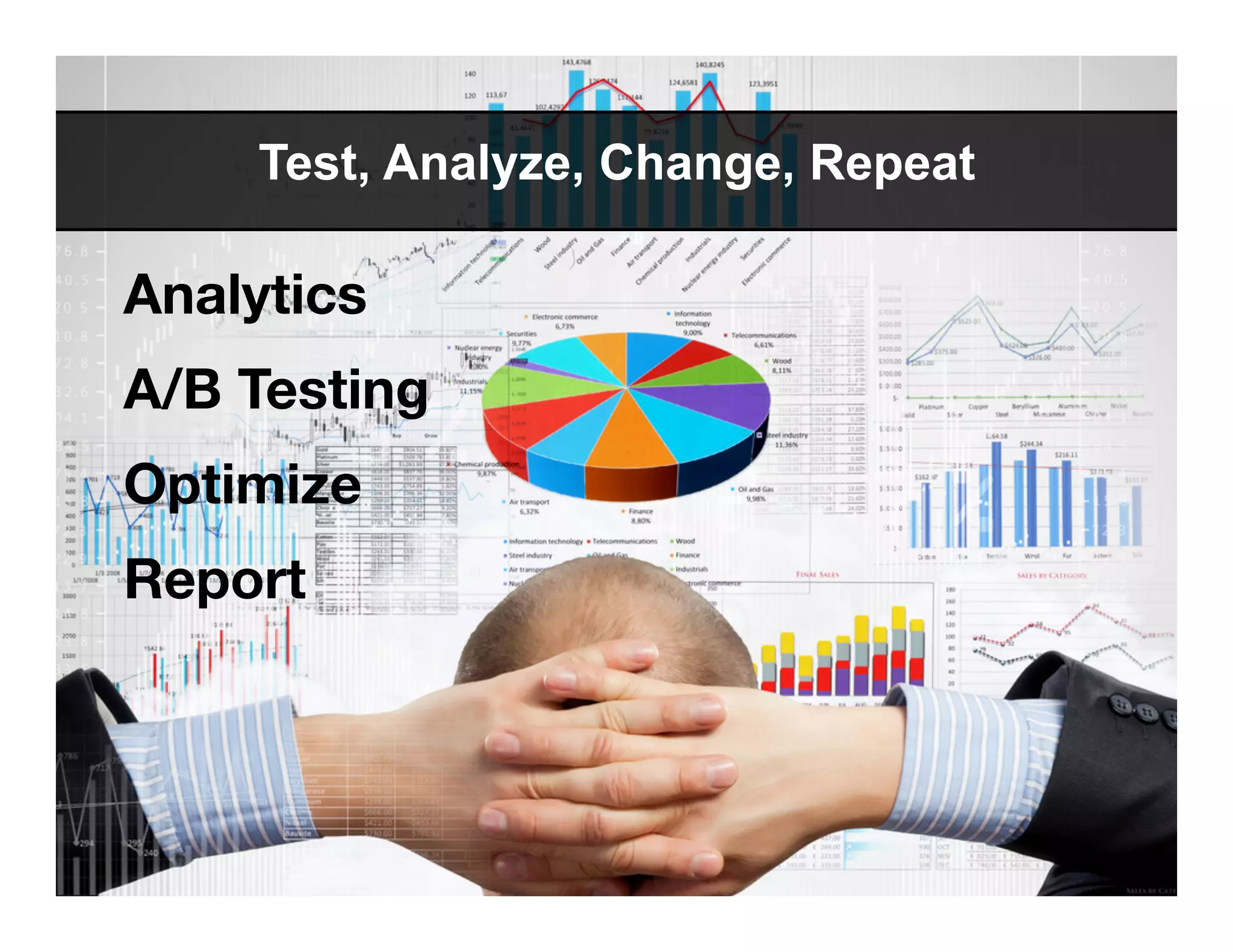 Test, Analyze, Change, Repeat 
Analytics 
A/B Testing 
Optimize 
Report 
Confidential and Proprietary. Subject to Non-Disclosure Agreement. 
 