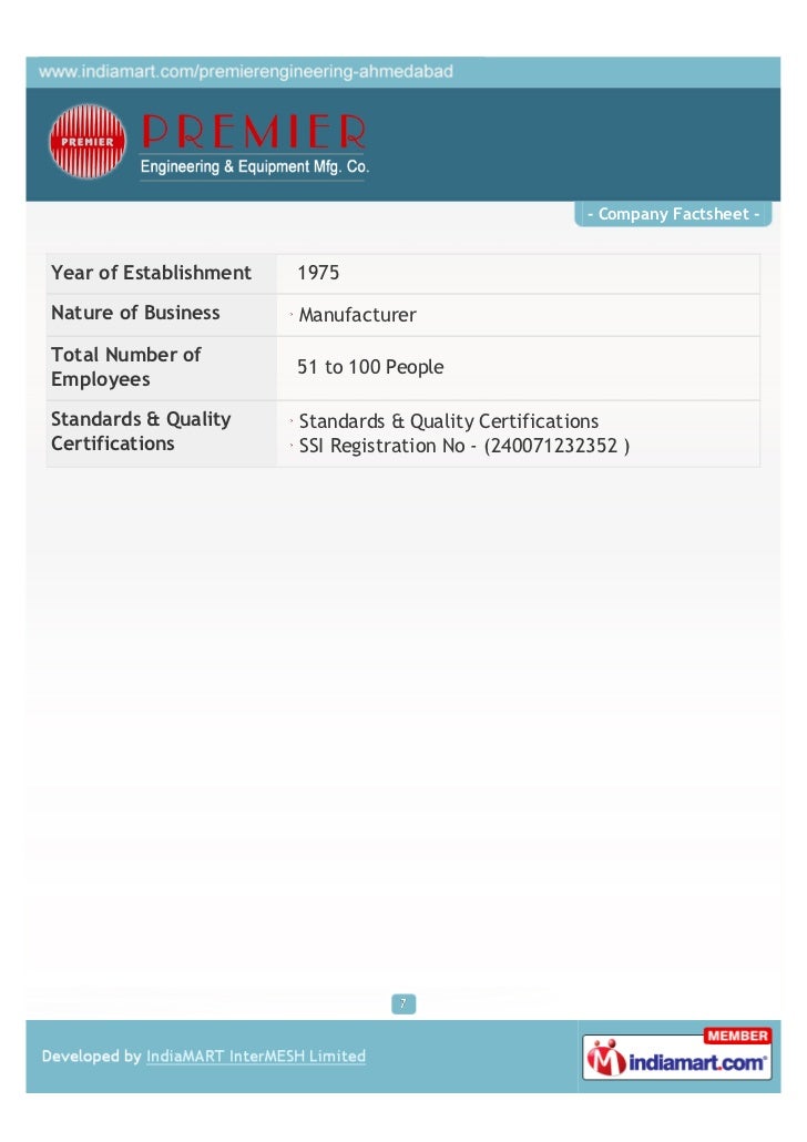 Premier Engineering & Equipment Mfg. Co., Ahmedabad , Industrial Plant