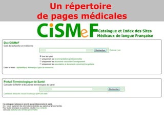 Un répertoire
de pages médicales
 