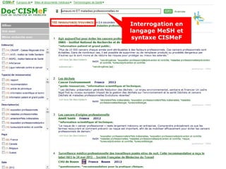 Interrogation en
langage MeSH et
 syntaxe CISMeF
 