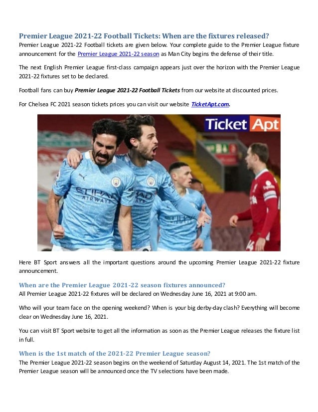 Premier League 21 22 Football Tickets